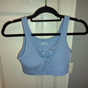 Year of Ours Blue Lace-Up Crop Top